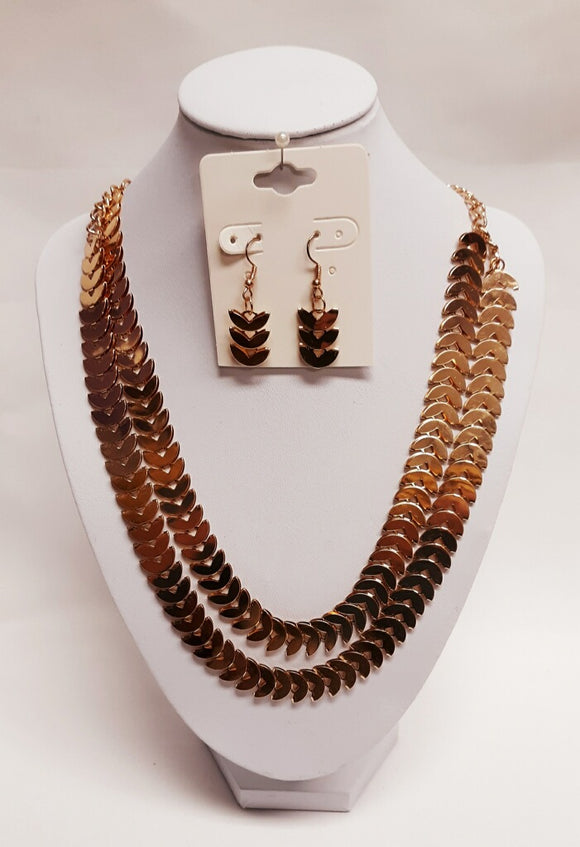 Gold Chain Necklace & Earring Set