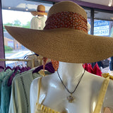 Summer Floppy Hat with Floral Chiffon Tie