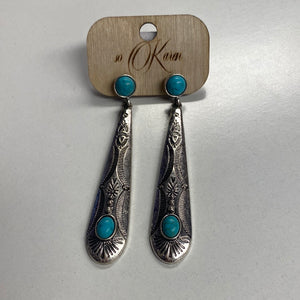 Turquoise & Silver Western Earrings
