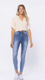 JB High Rise Skinny Destroyed Buttonfly Jeans