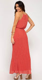 Sleeveless Woven Print Maxi Dress - RED