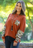 The Kristin Leopard Top - Rust