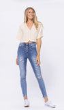 JB High Rise Skinny Destroyed Buttonfly Jeans