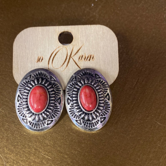 Red Concho Earrings