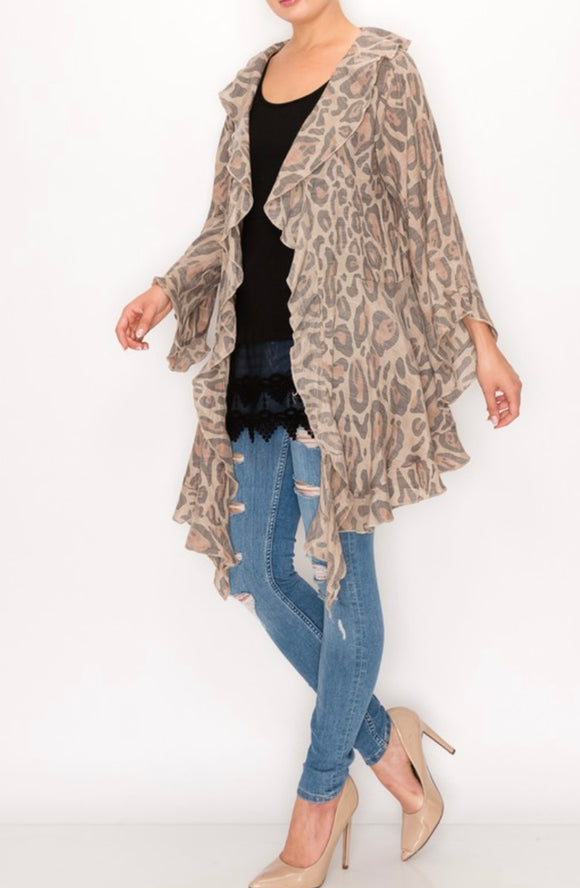 Leopard Ruffle Cardigan