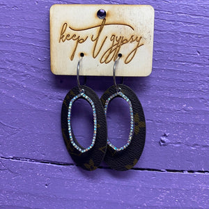 KG Upcycled Cutout Oval Bling Earrings