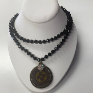 Black Bling Upcycled Necklace