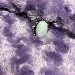 Rainbow Moonstone Oval Ring - Size 8.5