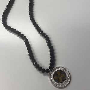 Black Beaded Upcycled Necklace
