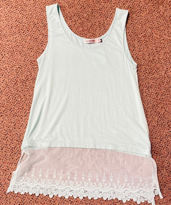 Mint Tank with Lace Layer