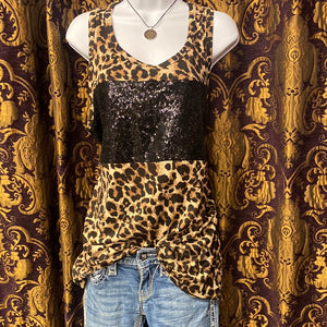 Leopard Tank with Sequins