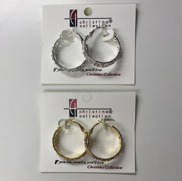 Double Rhinestone Hoop Earrings
