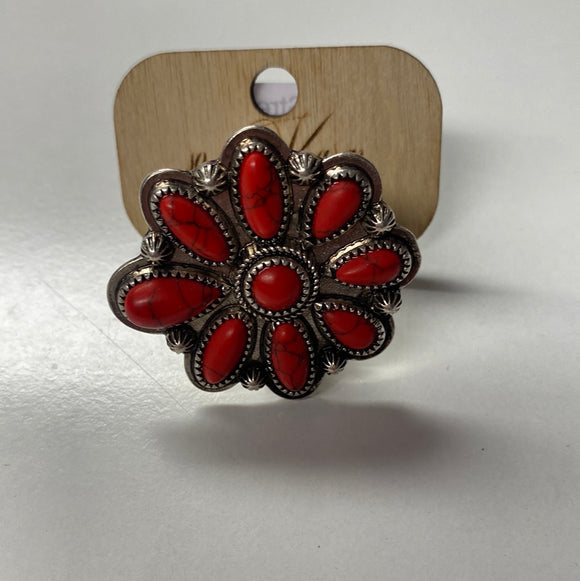 Red Flower Stretch Ring