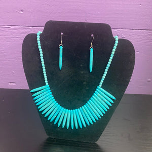 Turquoise Fan Necklace & Earring Set