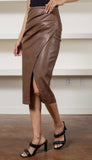 Adler Gathered Faux Leather Skirt