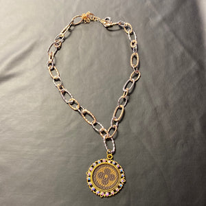 Upcycled Dual Tone Hammered Necklace